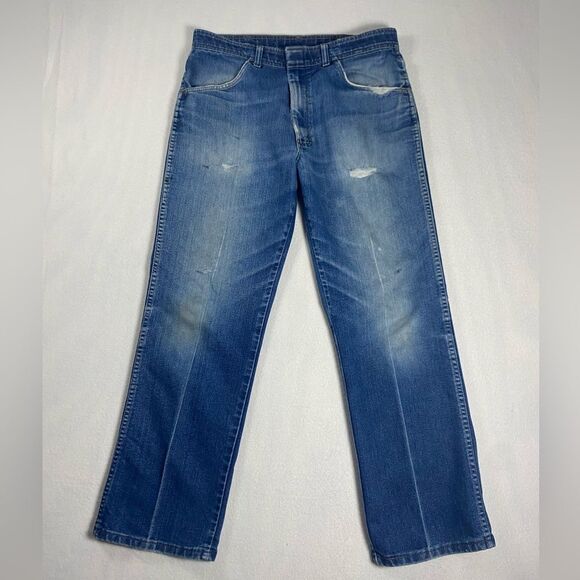 Wrangler Jeans Men's Size 32x28 Relaxed Fit Straight Denim 88151NV Rivetless VTG - Picture 1 of 12
